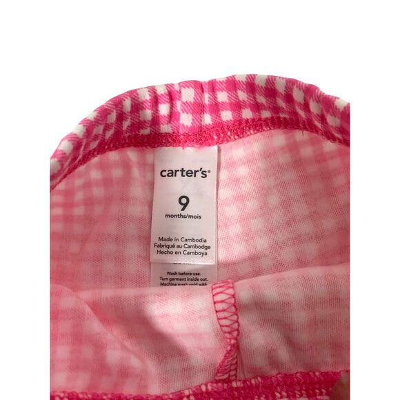 Carters Girls Infant baby Size 9 months pink white checkered Gingham Pants Check - Picture 2 of 3